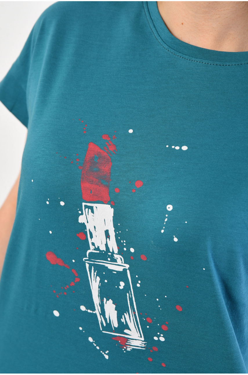 Футболка женская зеленого цвета 9112 181332 Футболка женская зеленого цвета 9112 181332