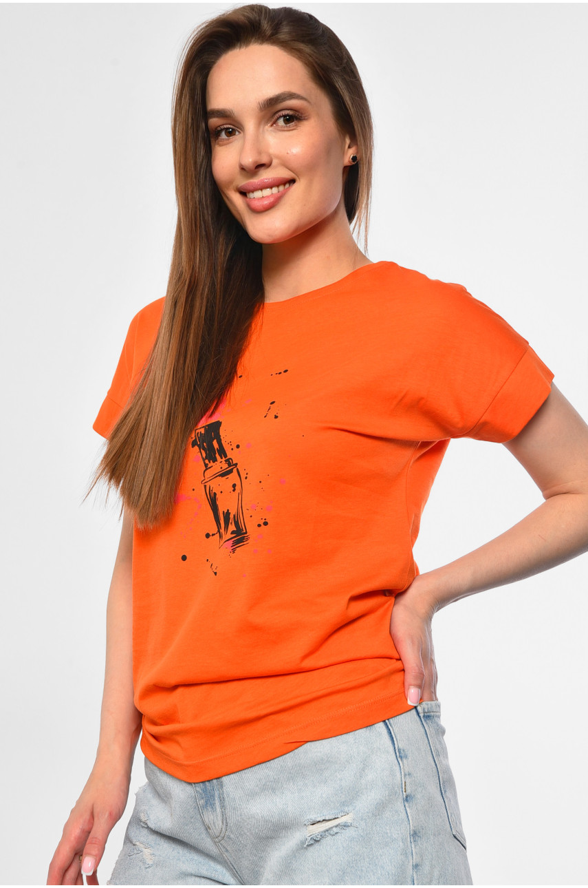 Футболка женская оранжевого цвета 9112 181333 Футболка женская оранжевого цвета 9112 181333