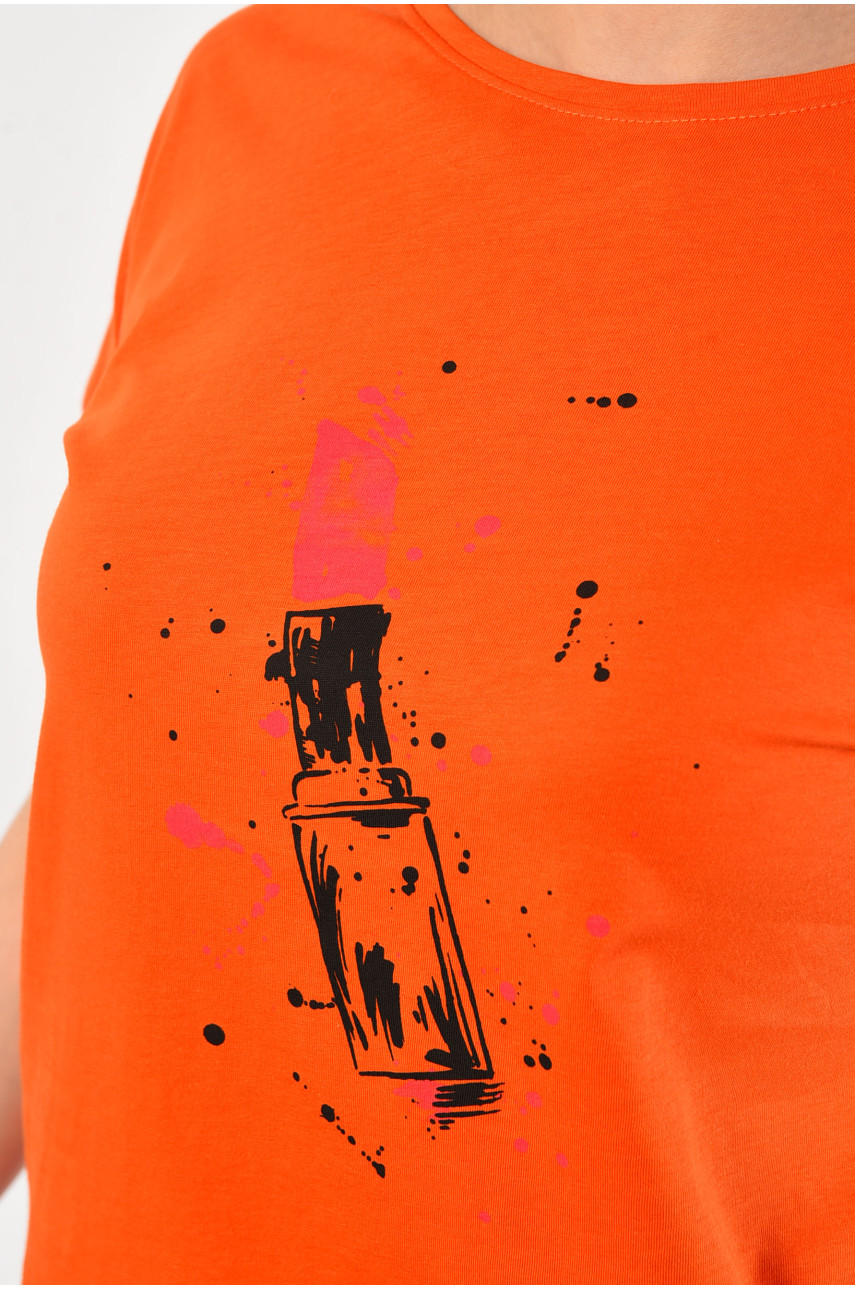 Футболка женская оранжевого цвета 9112 181333 Футболка женская оранжевого цвета 9112 181333