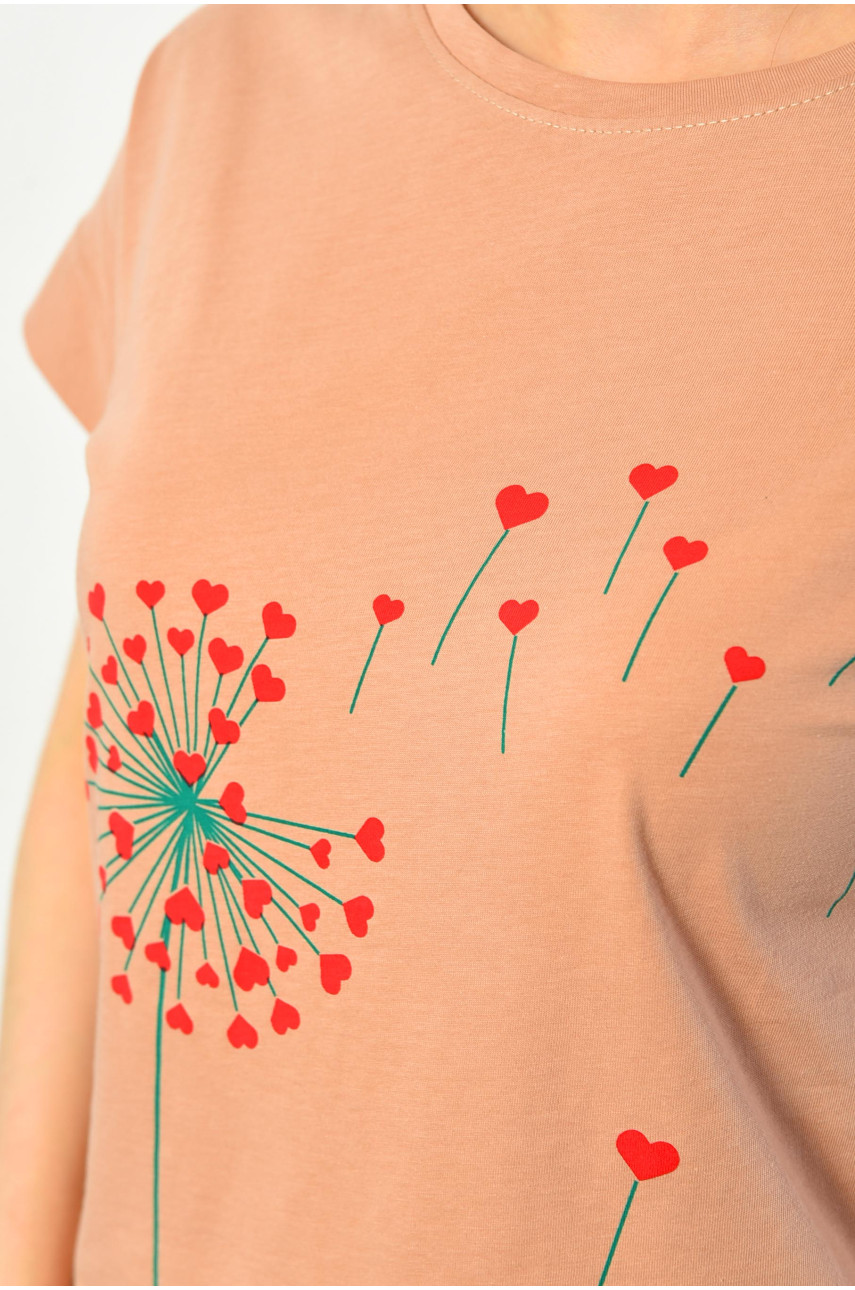 Футболка женская бежевого цвета 9112 181387 Футболка женская бежевого цвета 9112 181387