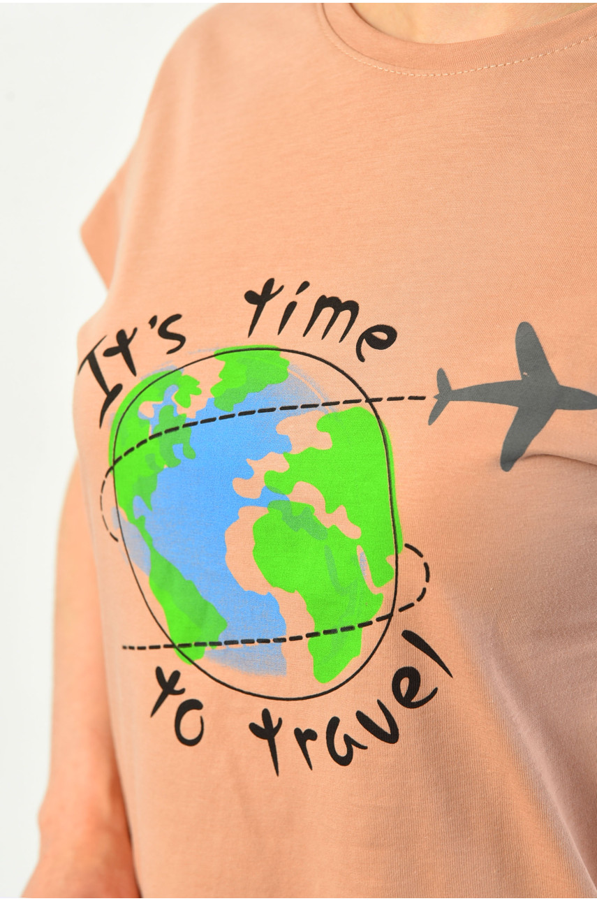 Футболка женская бежевого цвета 9112 181390 Футболка женская бежевого цвета 9112 181390