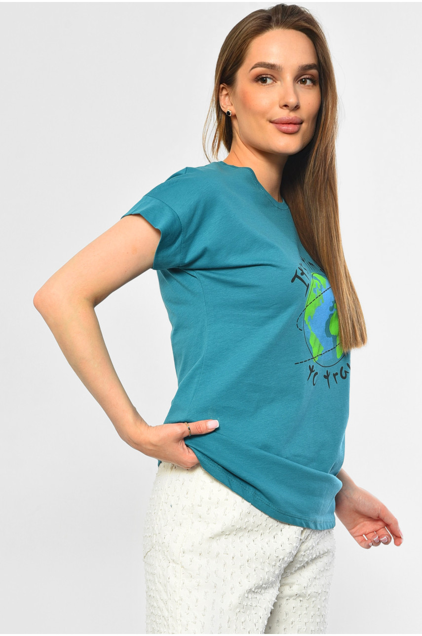 Футболка женская зеленого цвета 9112 181391 Футболка женская зеленого цвета 9112 181391