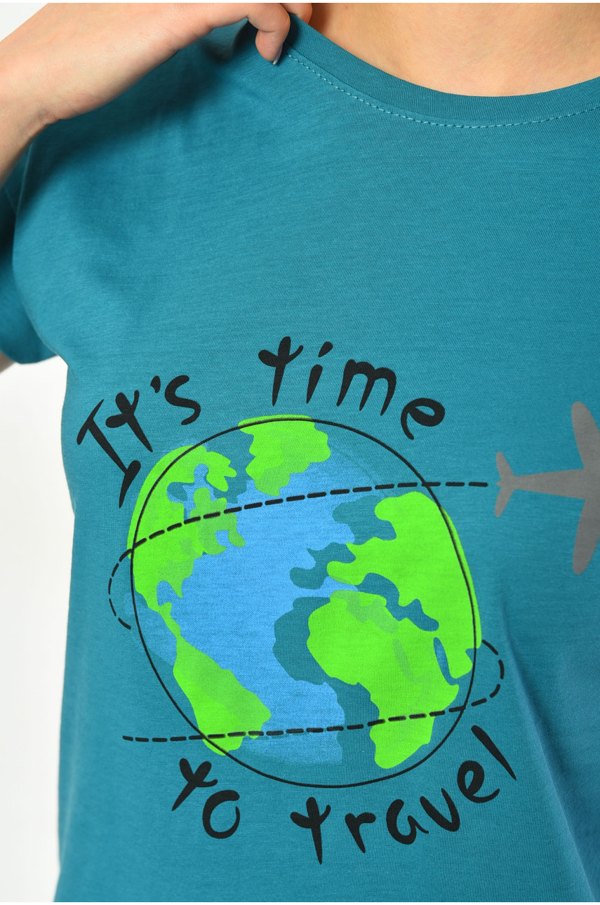 Футболка женская зеленого цвета 9112 181391 Футболка женская зеленого цвета 9112 181391