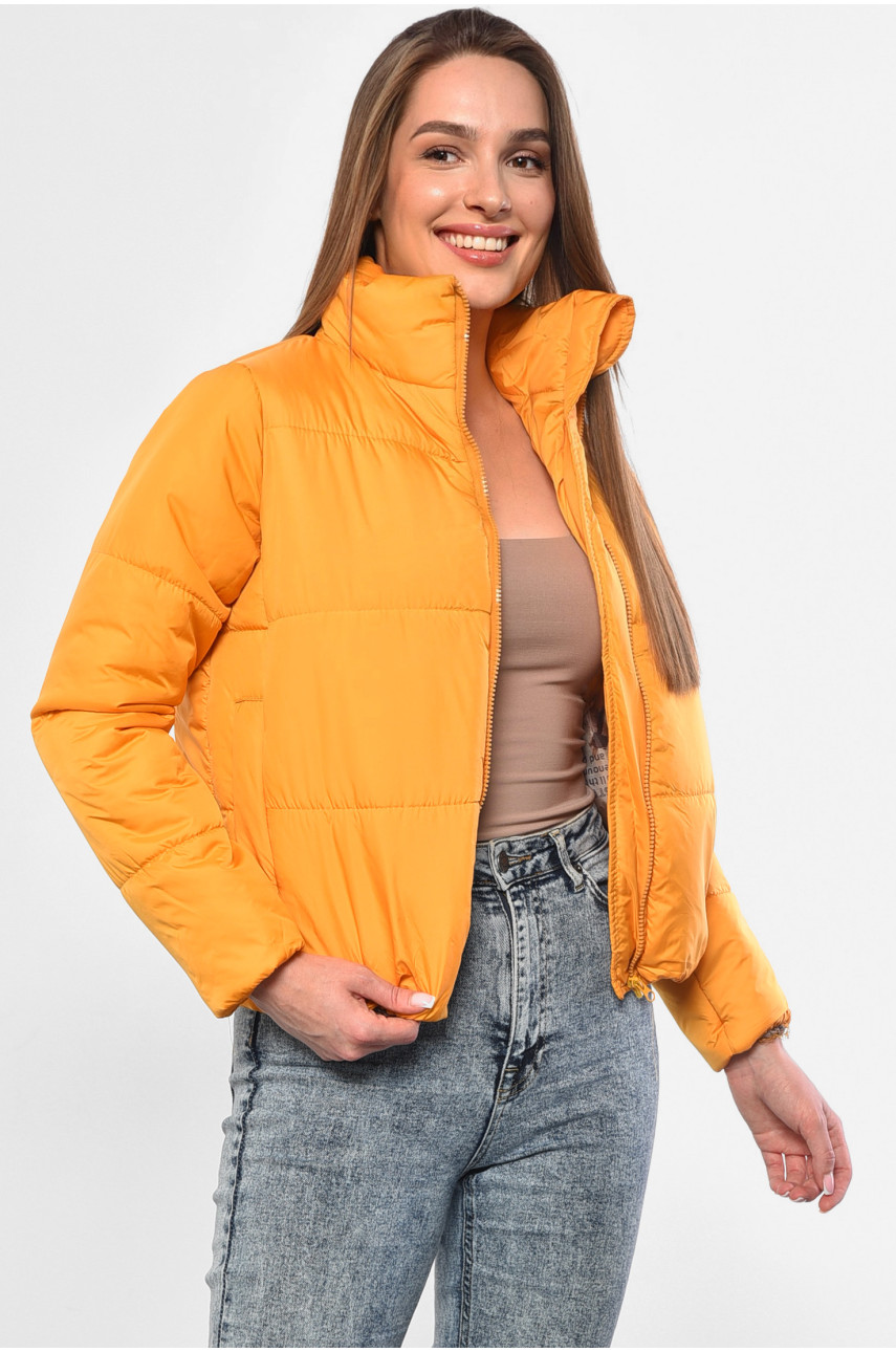 Куртка жіноча демісезонна гірчичного кольору 181486