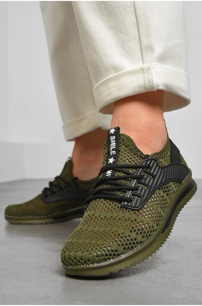 Кросівки жіночі кольору хакі текстиль 4534-9 181583