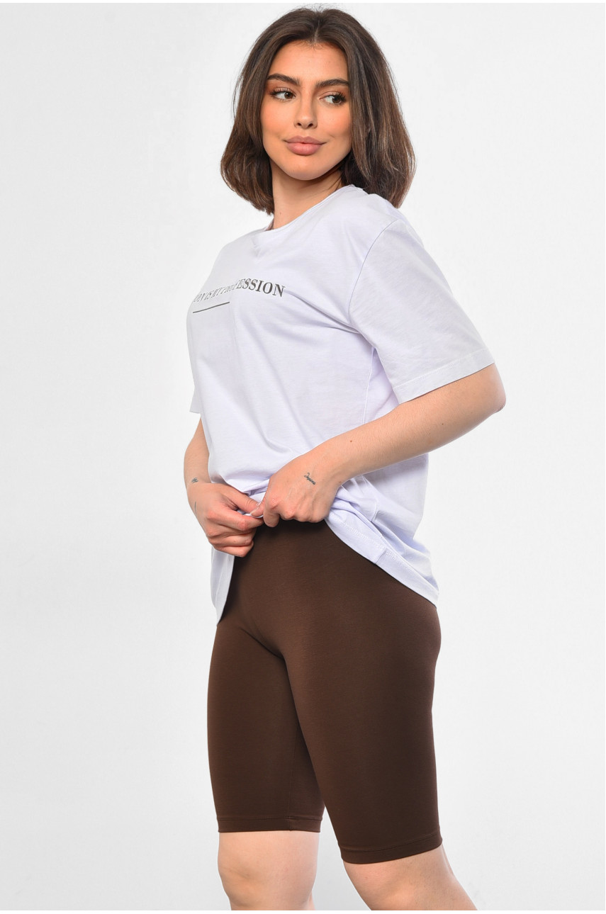 Костюм жіночий біло-коричневого кольору 181596 Костюм жіночий біло-коричневого кольору 181596