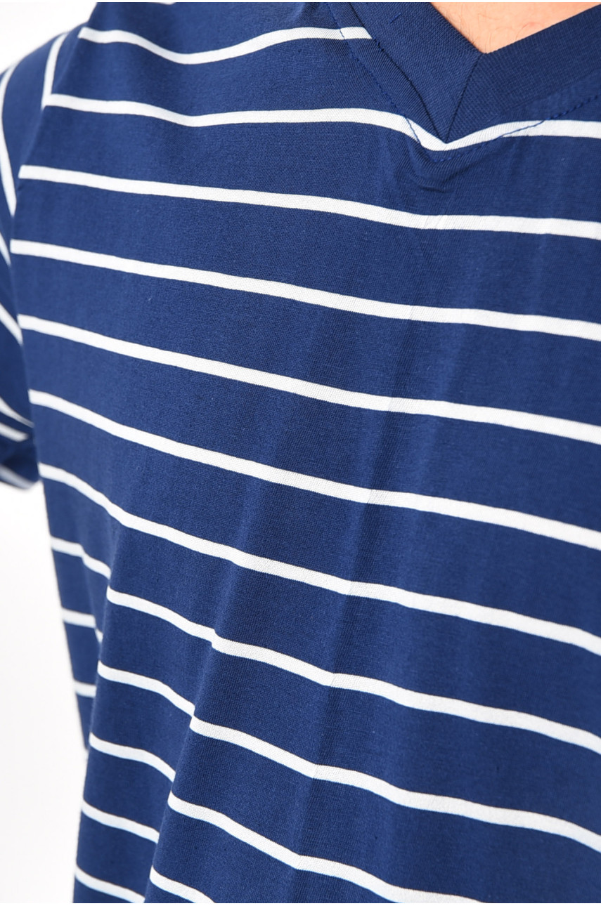 Футболка мужская в полоску темно-синего цвета 05 181654