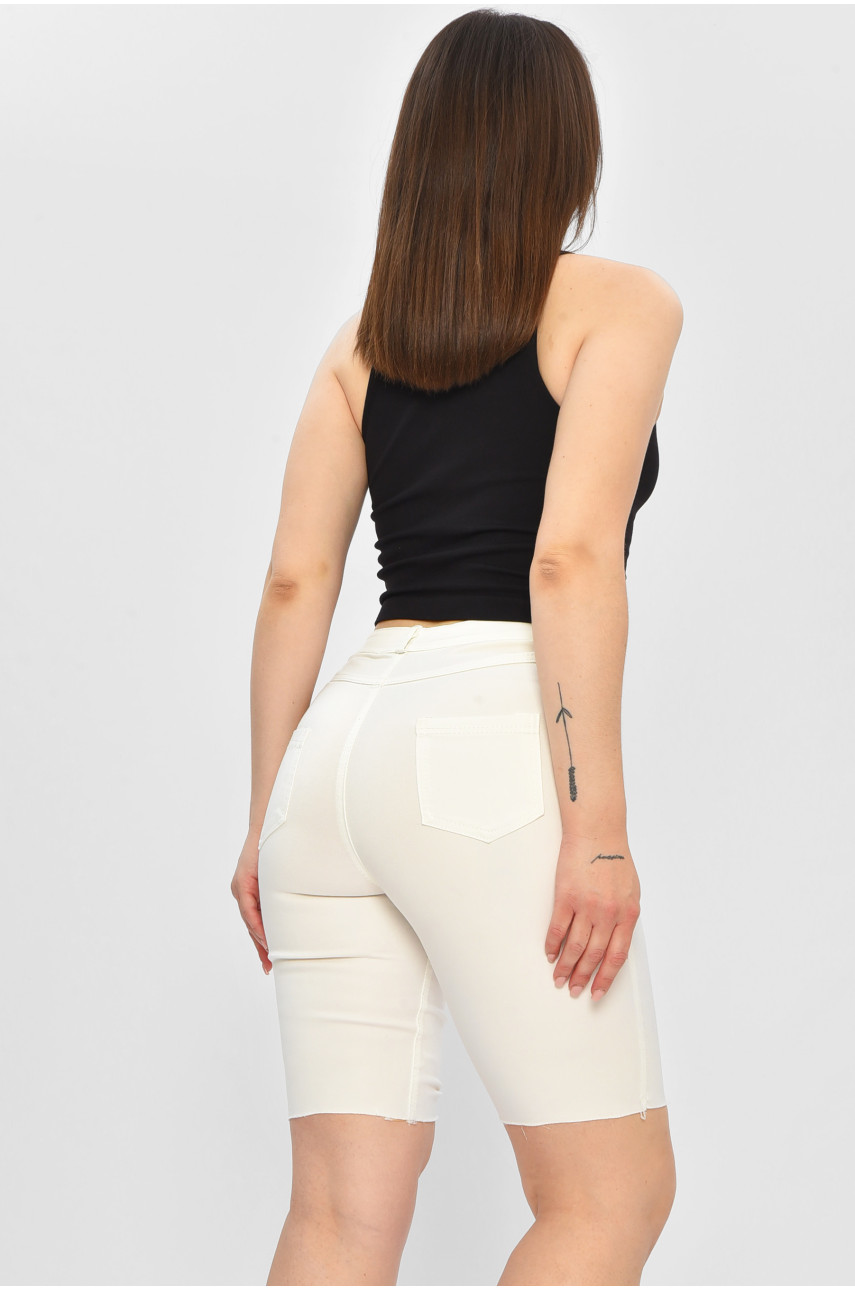 Шорти жіночі джинсові білого кольору 5501 181814 Шорти жіночі джинсові білого кольору 5501 181814