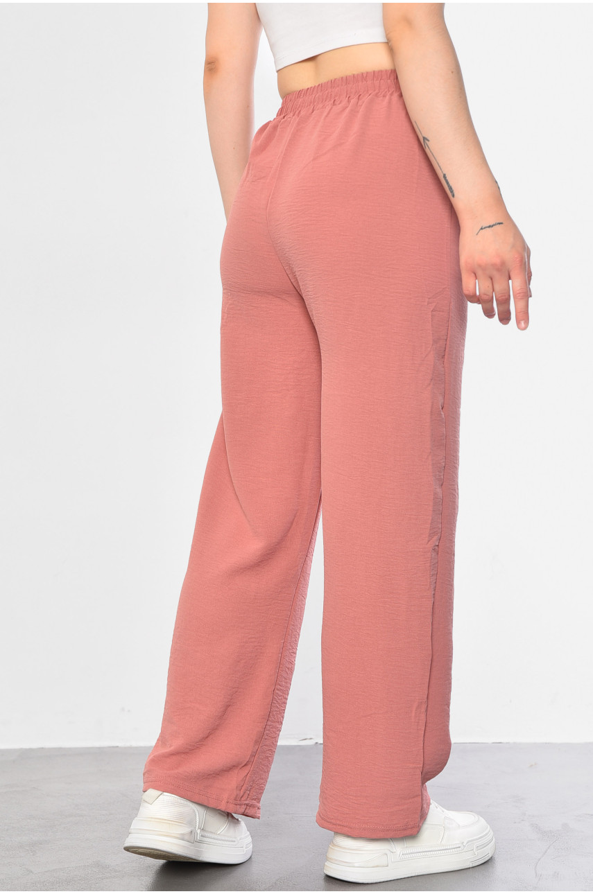 Штаны женские с ткани жатка розового цвета 9810-2 181913
