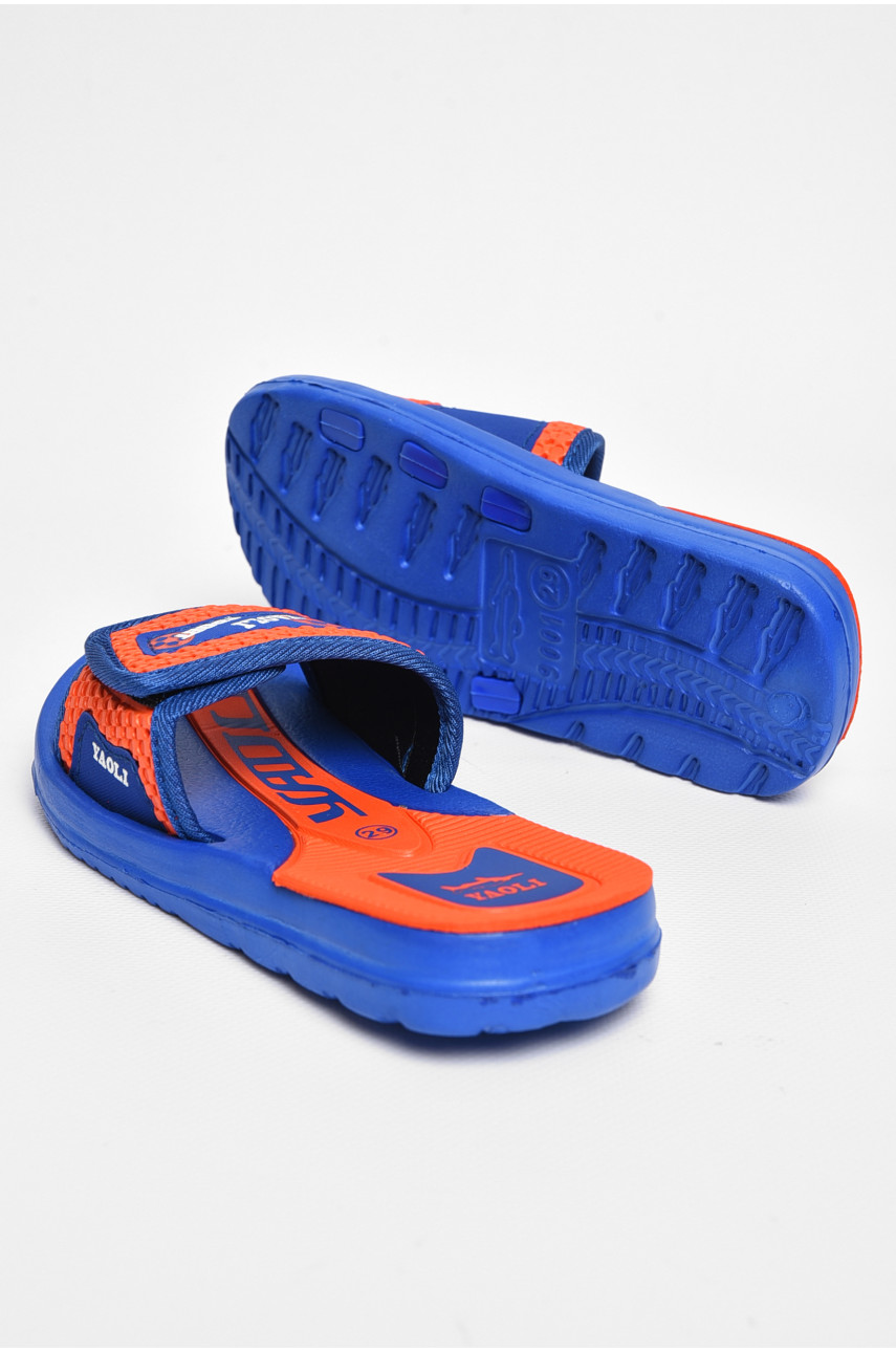Шльопанці дитячі для хлопчика синього кольору з помаранчевою вставкою 9001с-16 182121