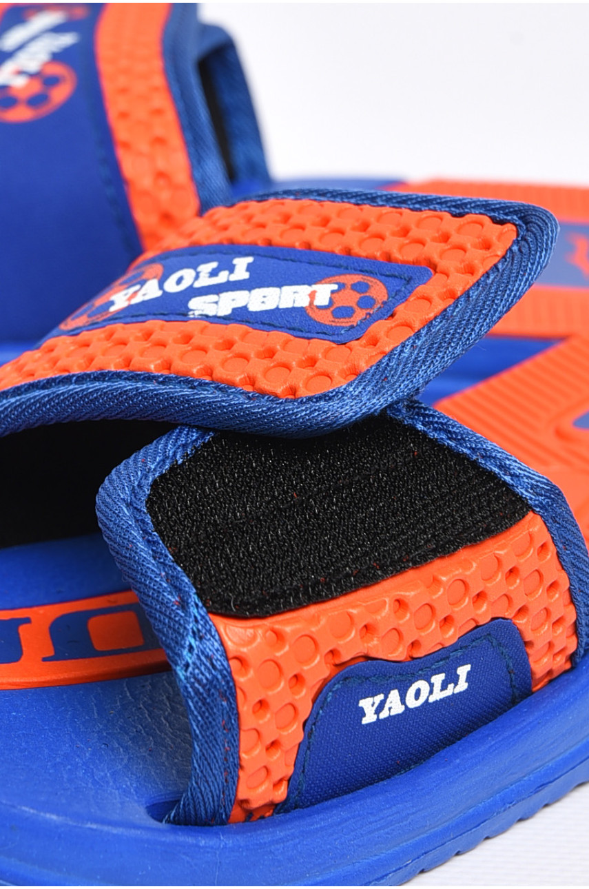 Шльопанці дитячі для хлопчика синього кольору з помаранчевою вставкою 9001с-16 182121