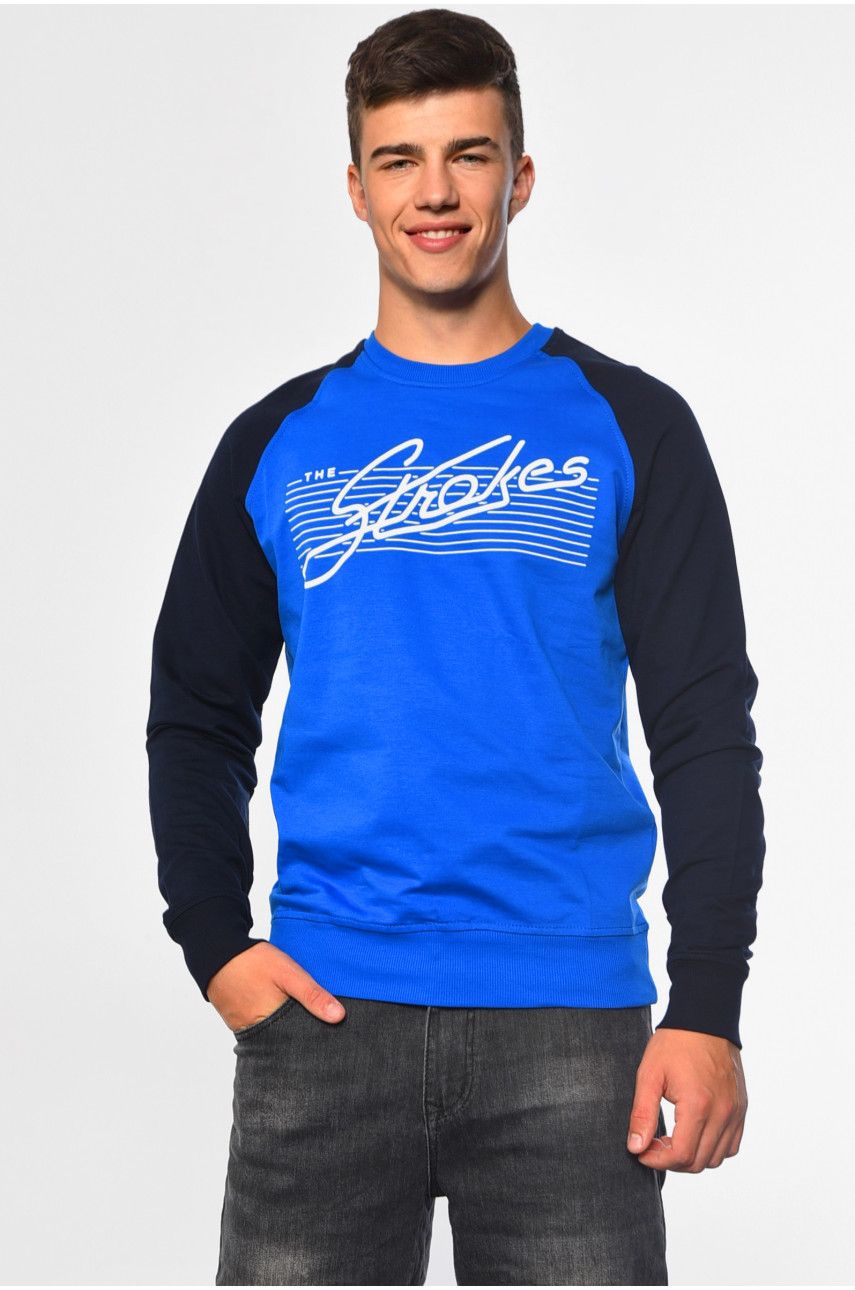 Світшот чоловічий синього кольору 888 182184 Світшот чоловічий синього кольору 888 182184