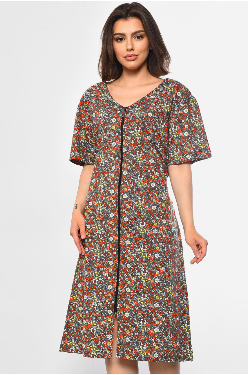 Халат жіночий напівбатальний з принтом кольору хакі 3050 182248 Халат жіночий напівбатальний з принтом кольору хакі 3050 182248