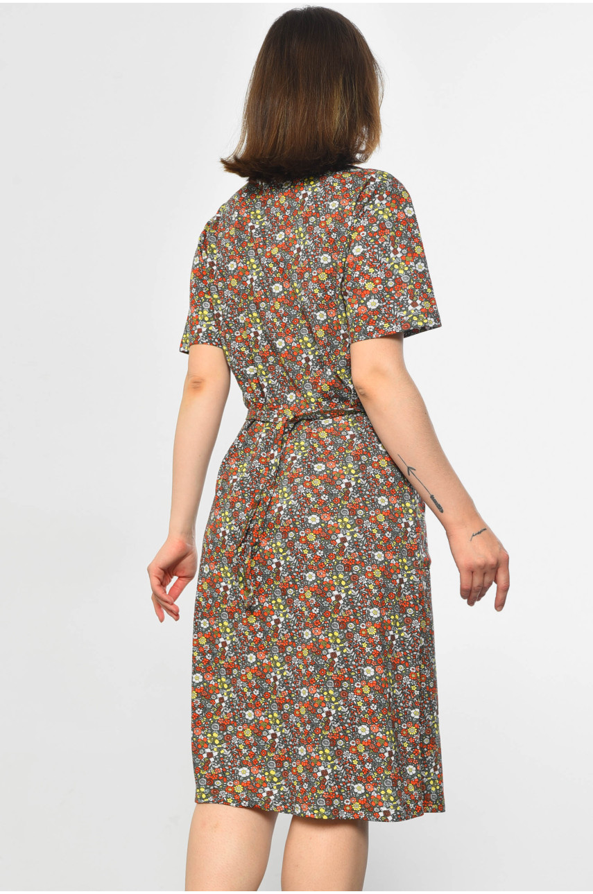 Халат женский полубатальный с принтом цвета хаки 3070 182264 Халат женский полубатальный с принтом цвета хаки 3070 182264