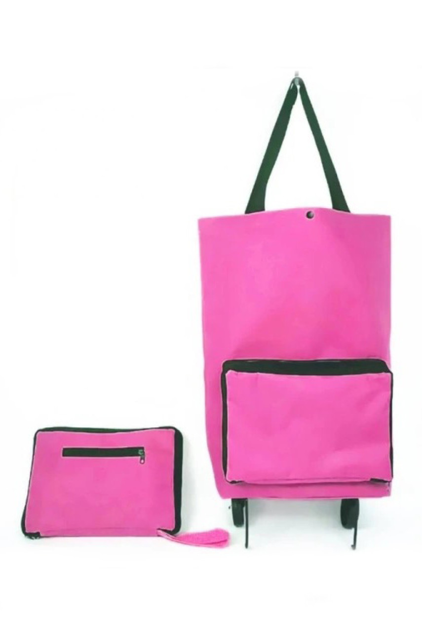 Сумка складана на колесах рожевого кольору 182298 Сумка складана на колесах рожевого кольору 182298