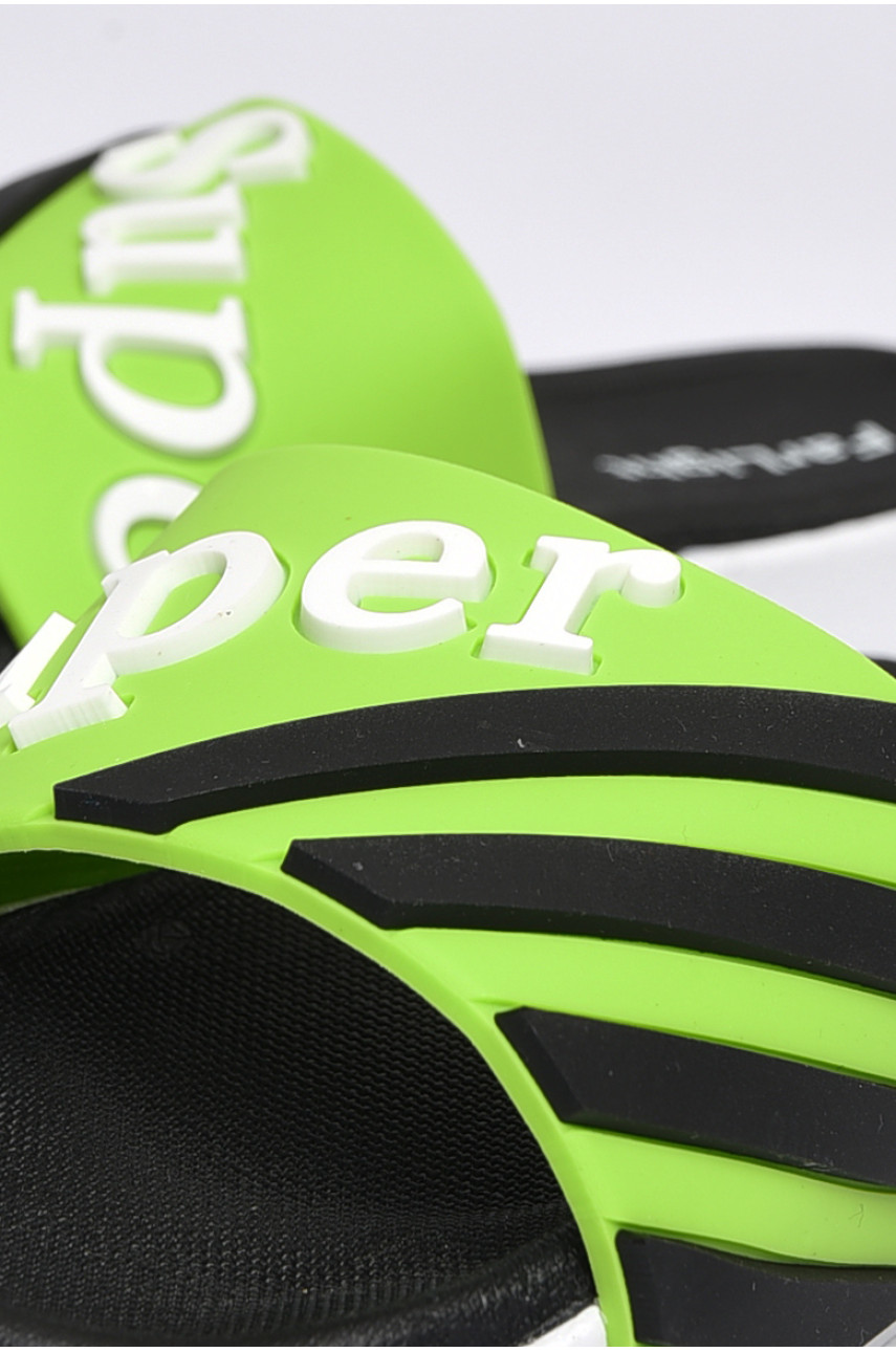 Шльопанці дитячі зеленого кольору з написом 9003-65 182300