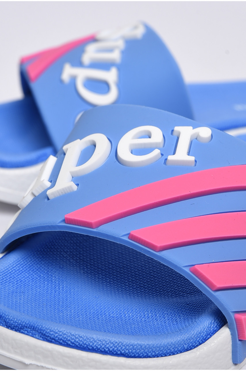 Шльопанці дитячі блакитного кольору з написом 9003-65 182301