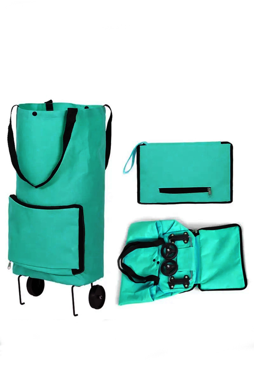 Сумка складана на колесах бірюзового кольору 182307