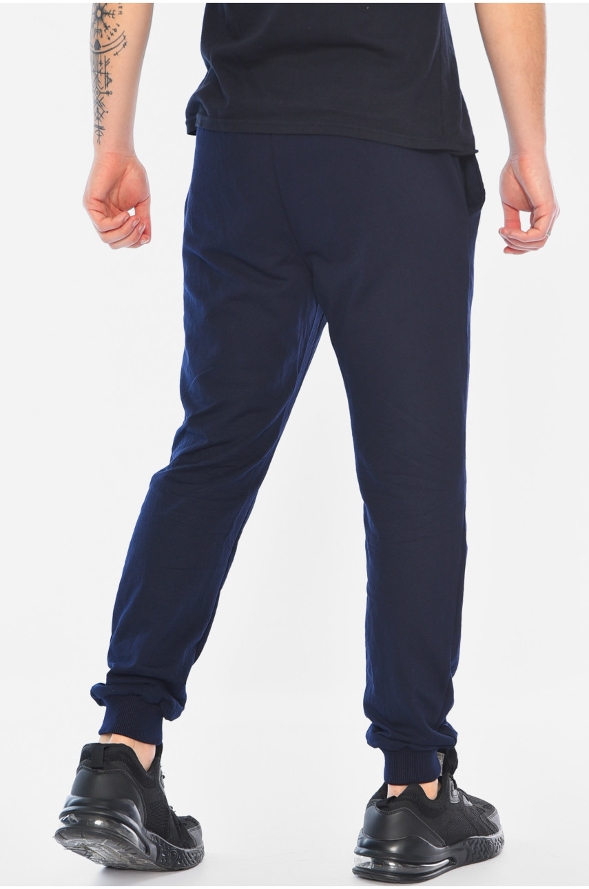 Спортивные штаны мужские темно-синего цвета 182331 Спортивные штаны мужские темно-синего цвета 182331