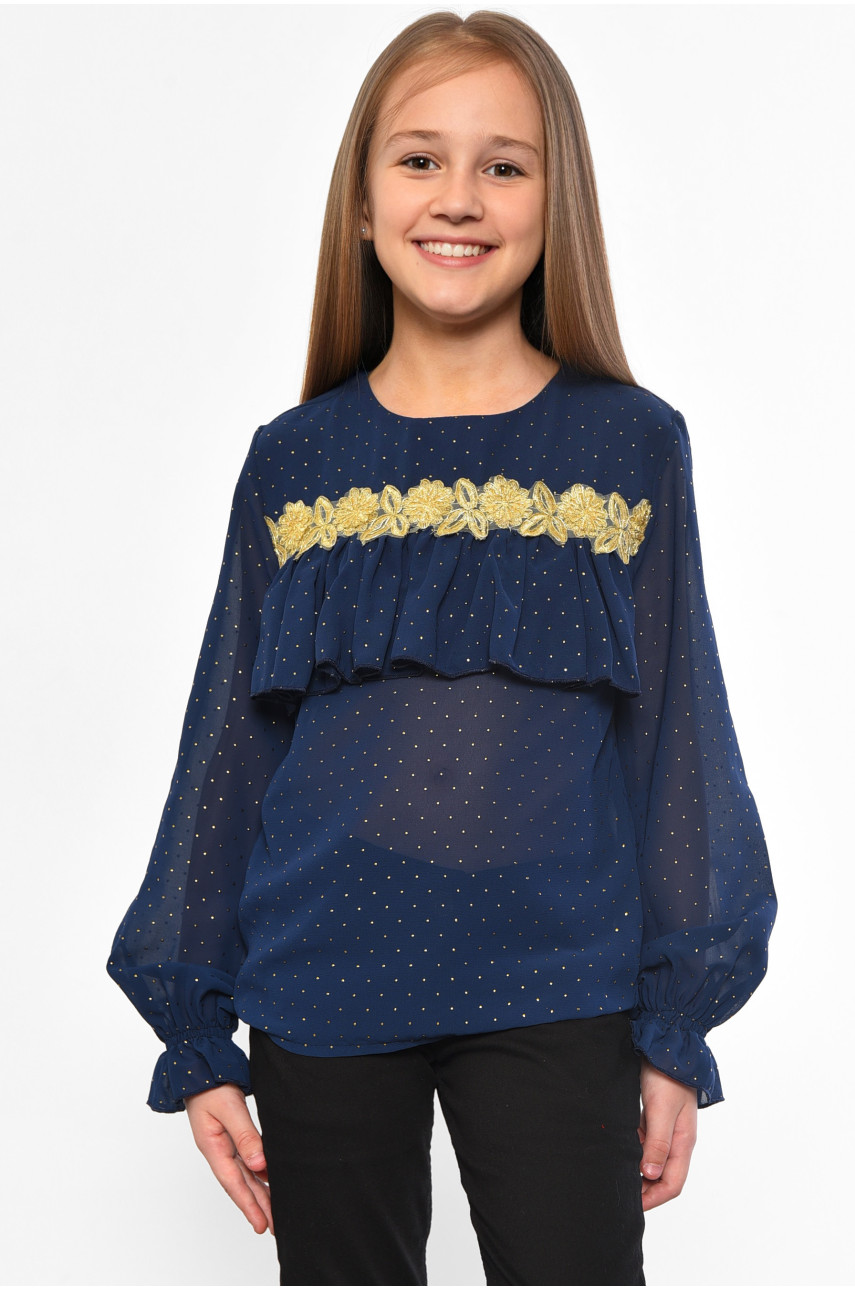 Блуза дитяча для дівчинки темно-синього кольору 182491