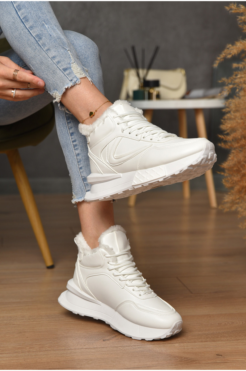 Кроссовки женские на меху белого цвета м97-2 182605