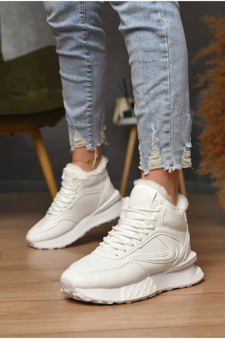 Кроссовки женские на меху белого цвета м97-2 182605
