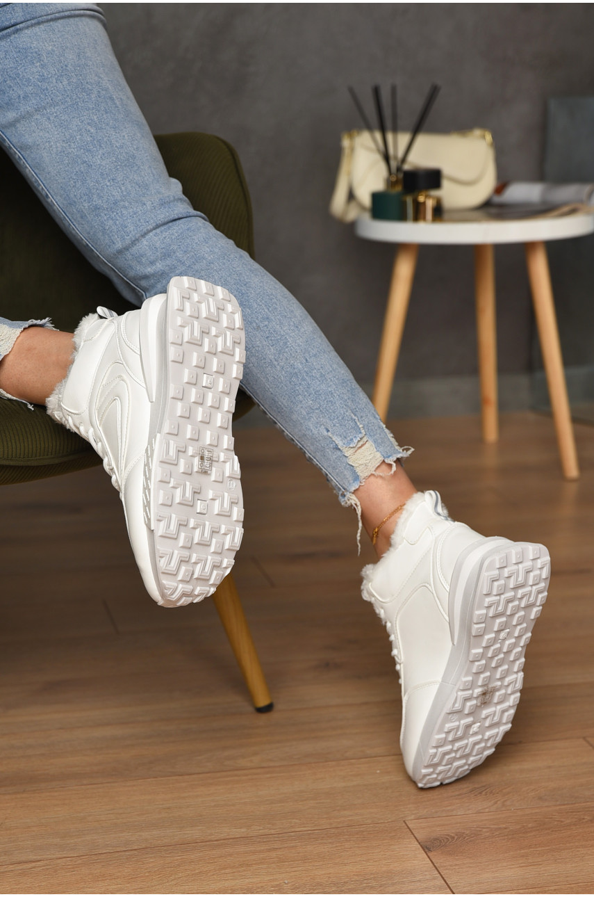 Кроссовки женские на меху белого цвета м97-2 182605