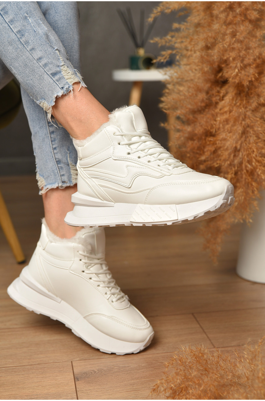 Кроссовки женские на меху белого цвета м98-2 182607