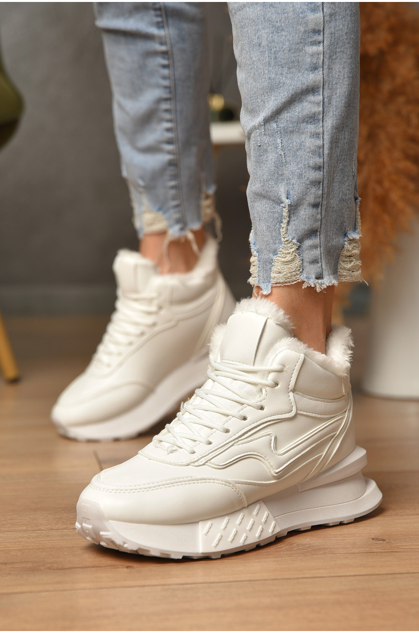 Кроссовки женские на меху белого цвета м98-2 182607