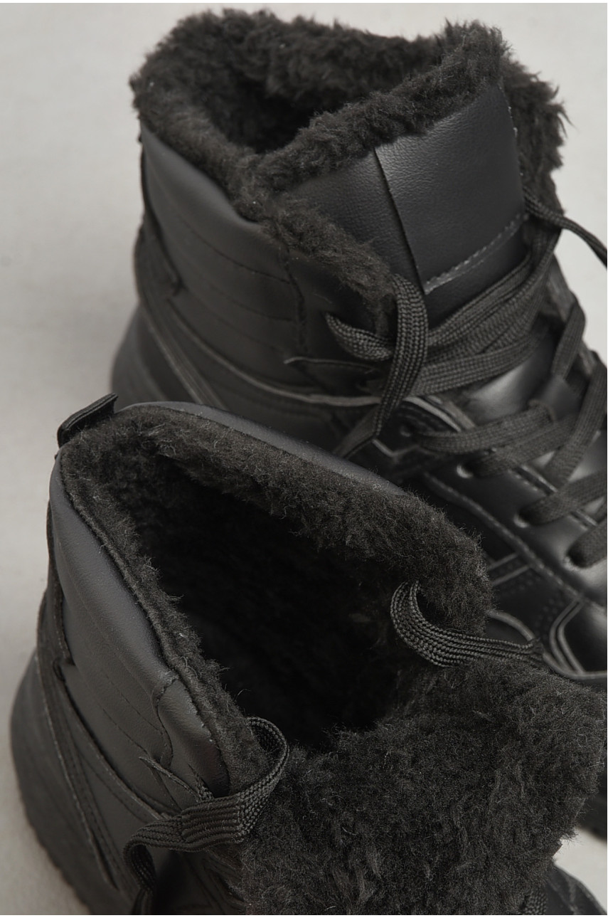 Кроссовки женские на меху черного цвета м91-1 182610