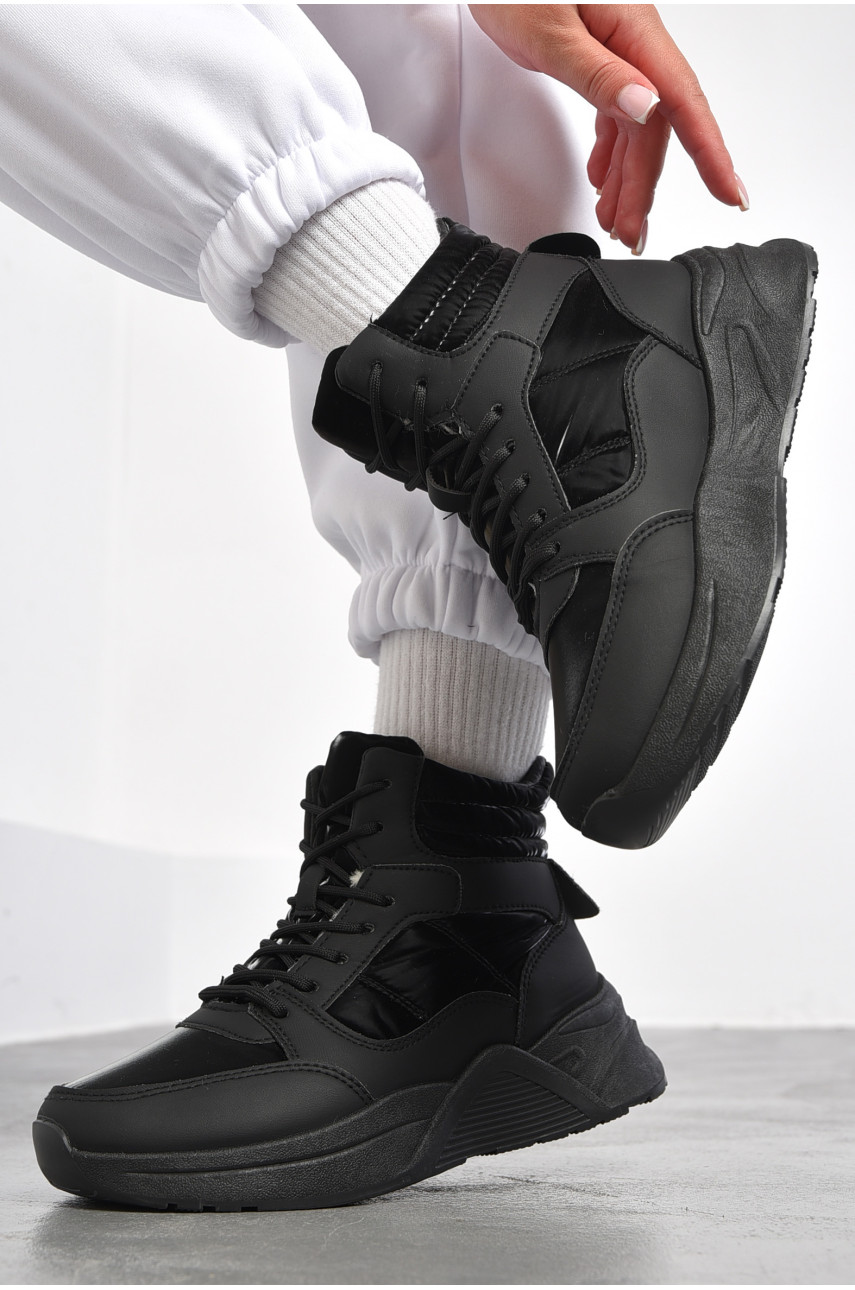 Кроссовки женские на меху черного цвета м101 182611