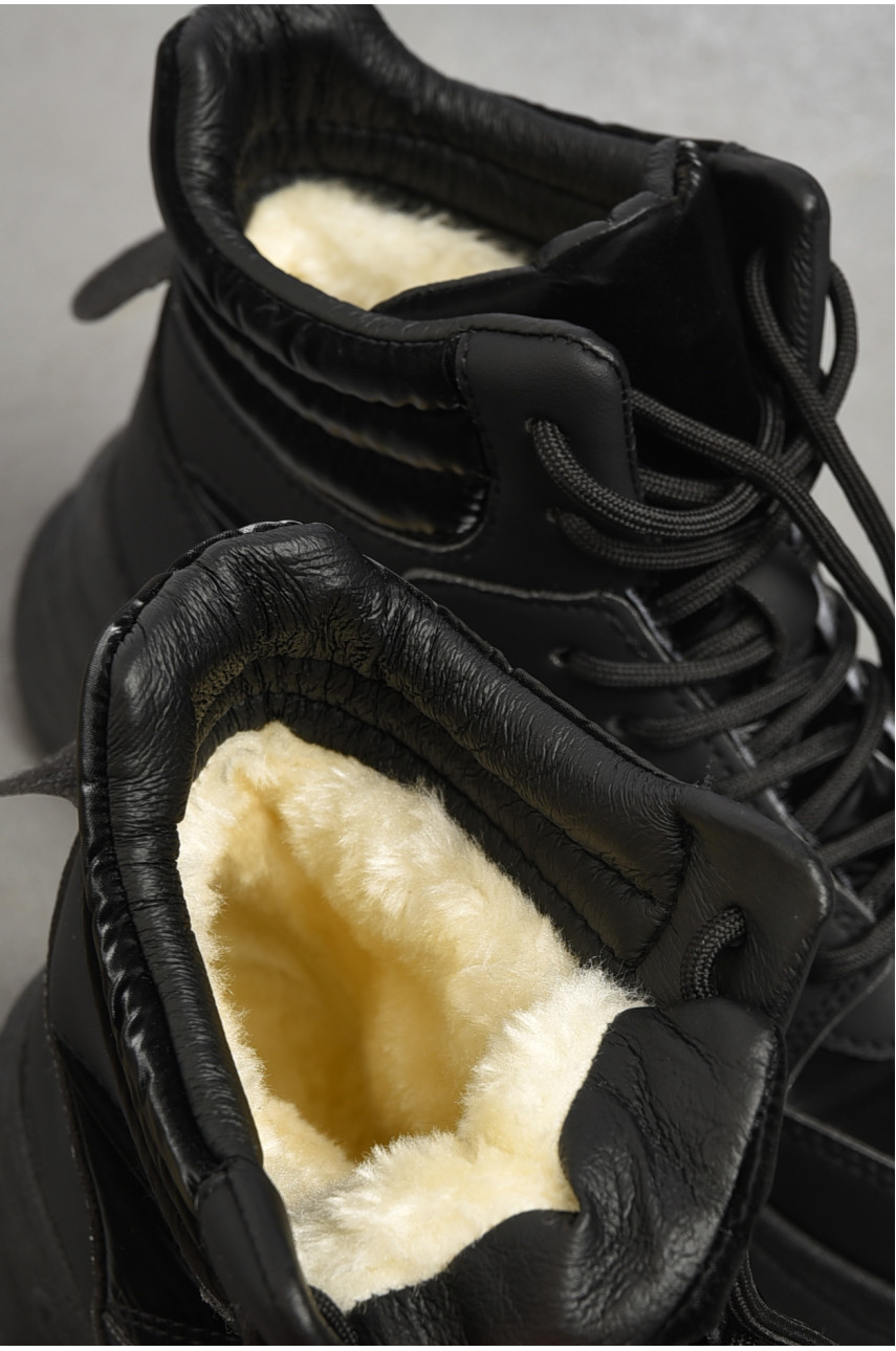 Кроссовки женские на меху черного цвета м101 182611