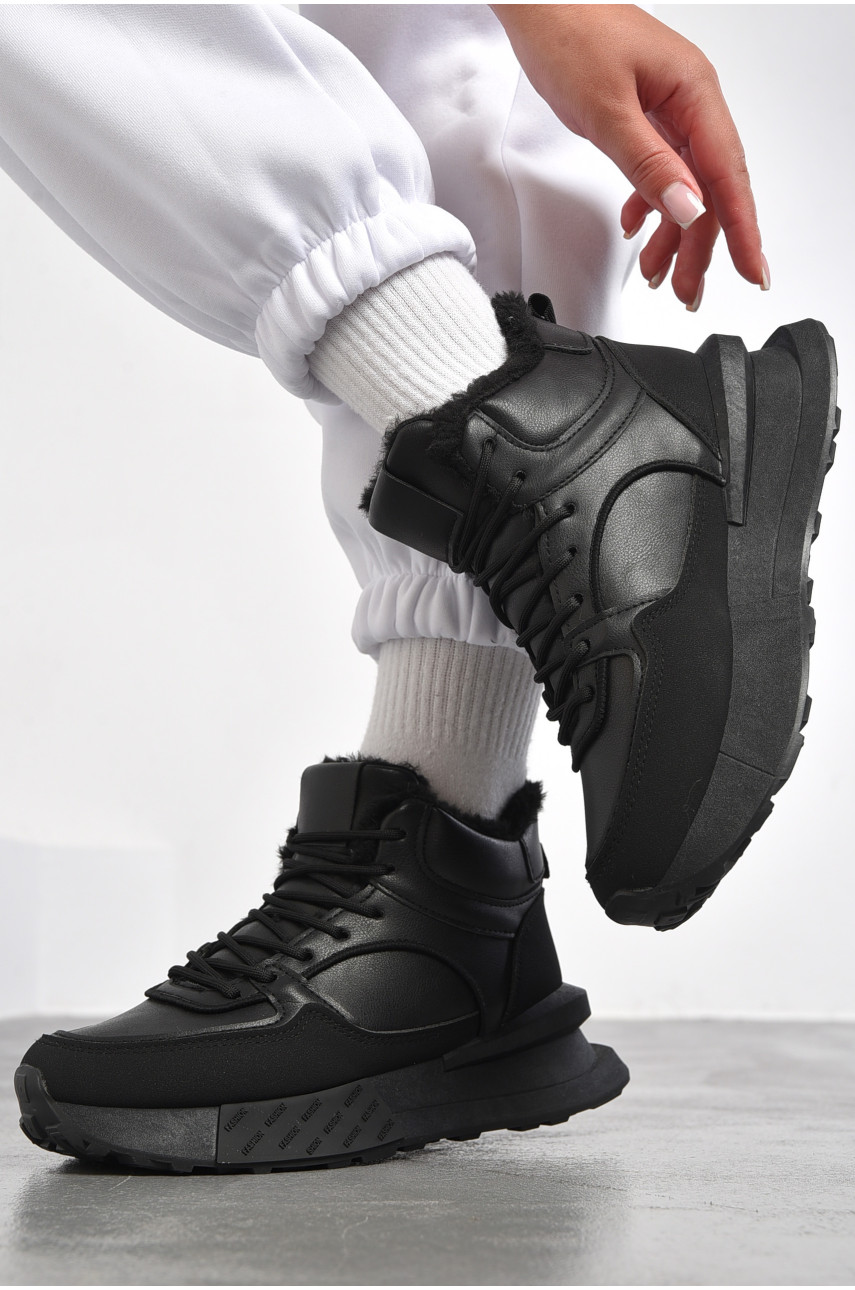 Кроссовки женские на меху черного цвета м99-1 182612