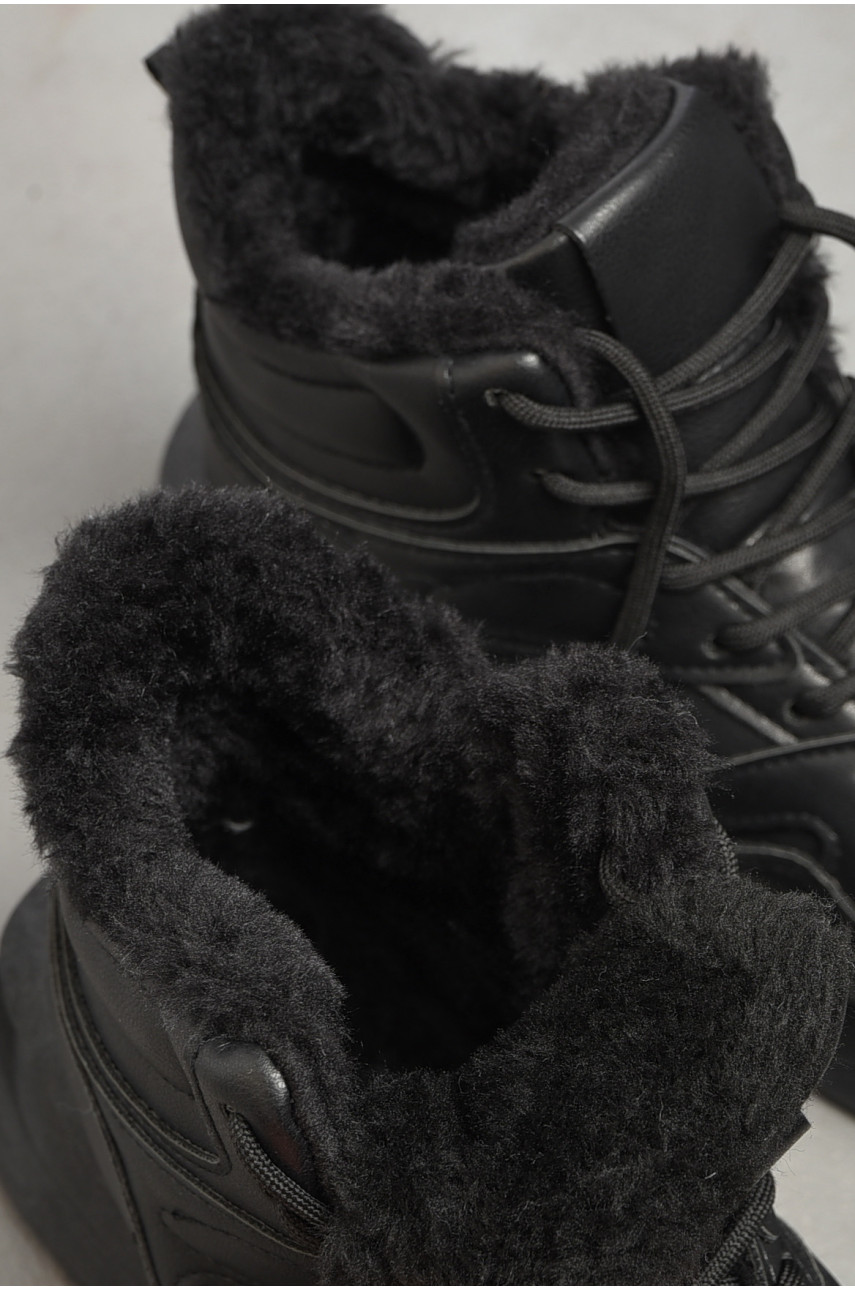 Кроссовки женские на меху черного цвета м100-1 182613