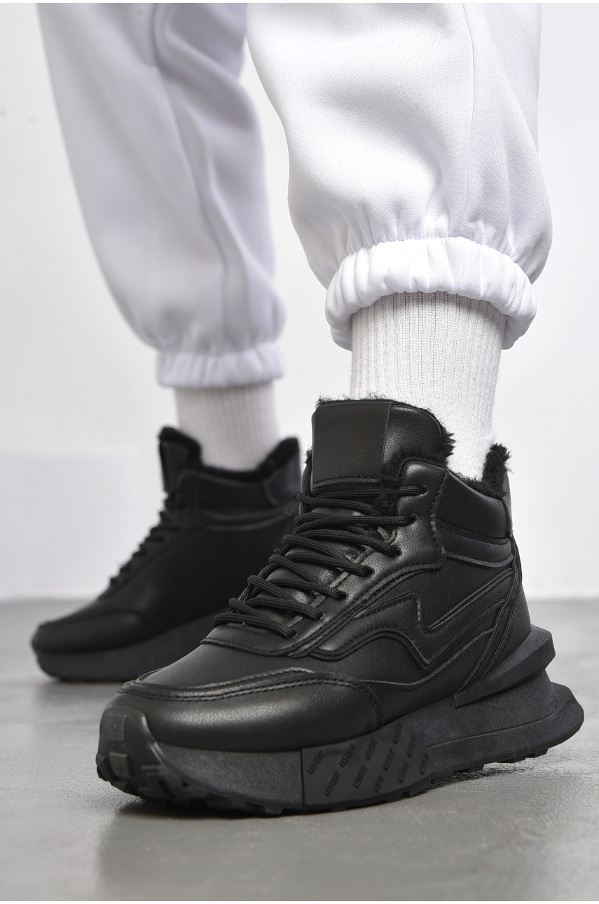 Кроссовки женские на меху черного цвета м98-1 182614