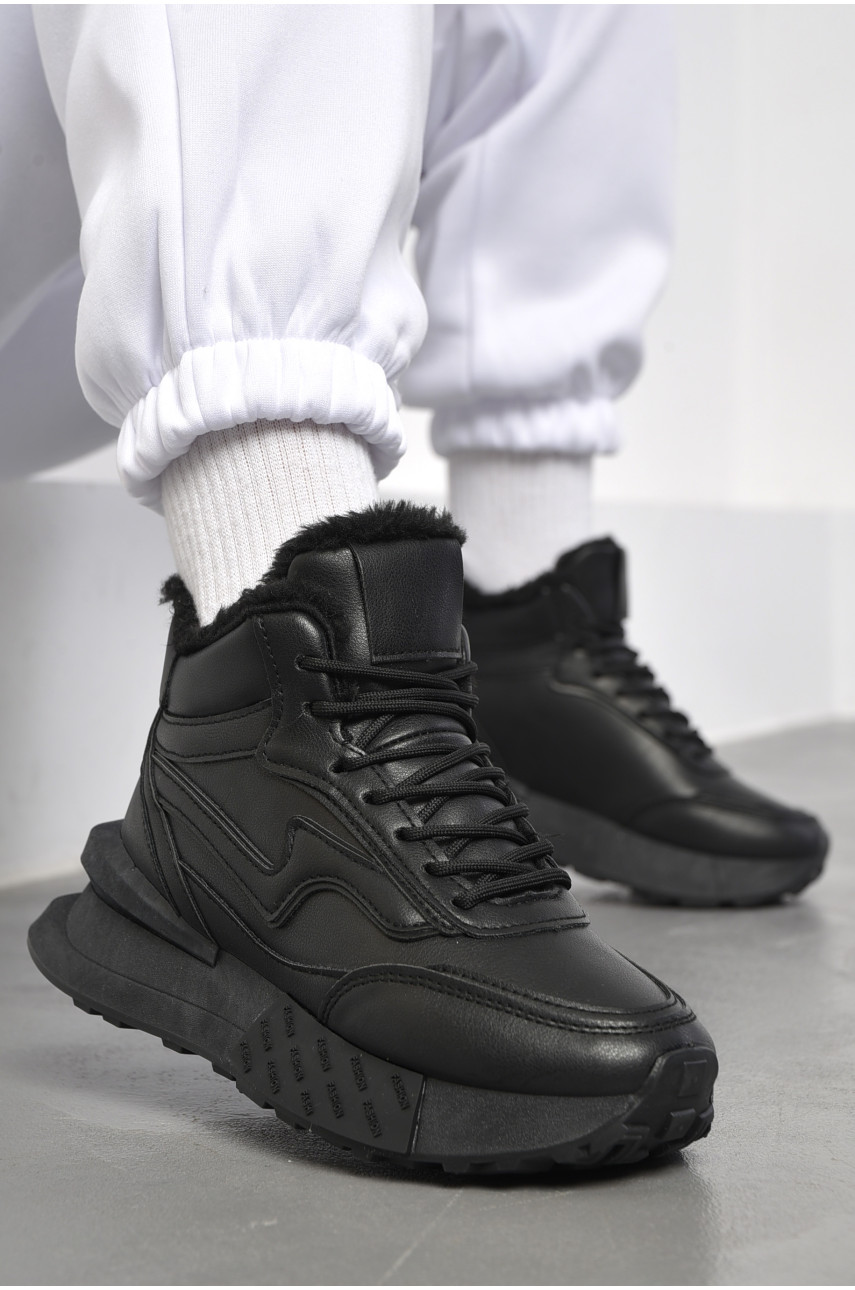 Кроссовки женские на меху черного цвета м98-1 182614