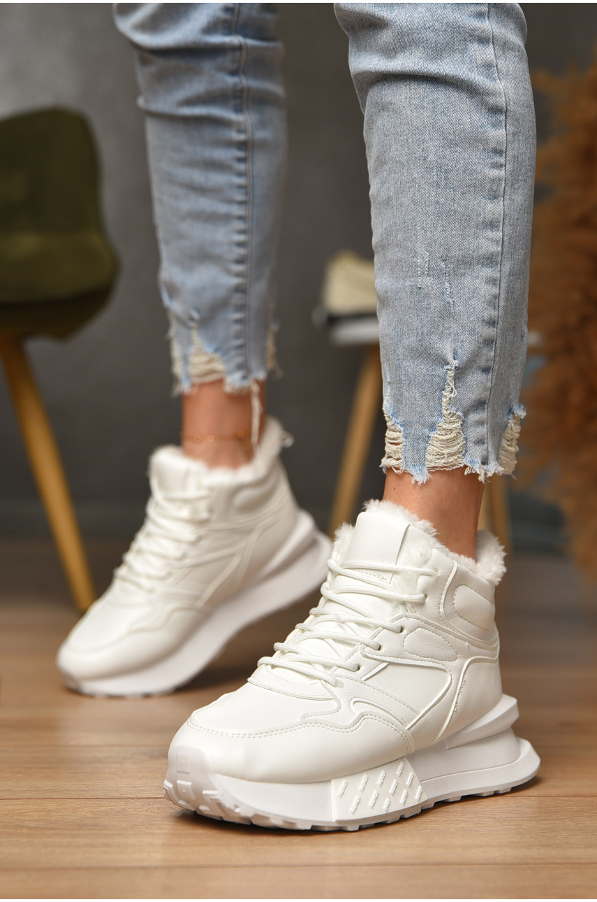 Кроссовки женские на меху белого цвета м100-2 182615