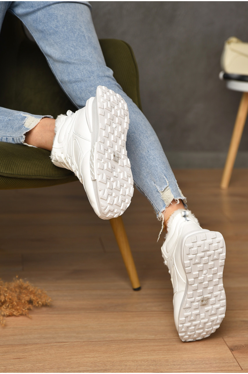 Кроссовки женские на меху белого цвета м100-2 182615