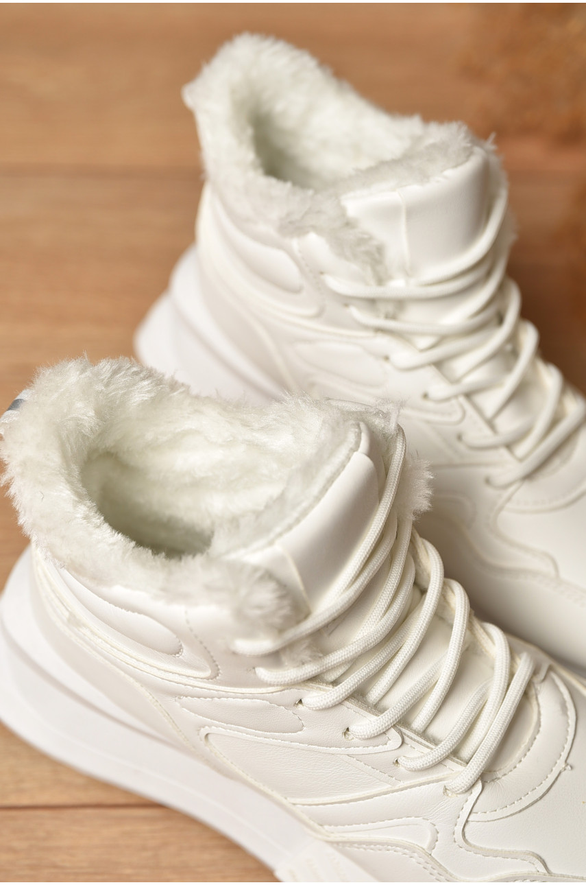 Кроссовки женские на меху белого цвета м100-2 182615