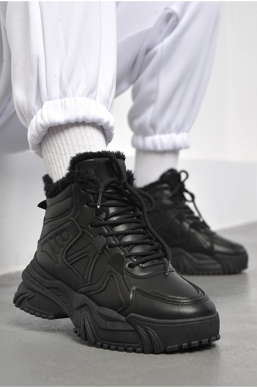 Кроссовки женские на меху черного цвета м95-1 182616