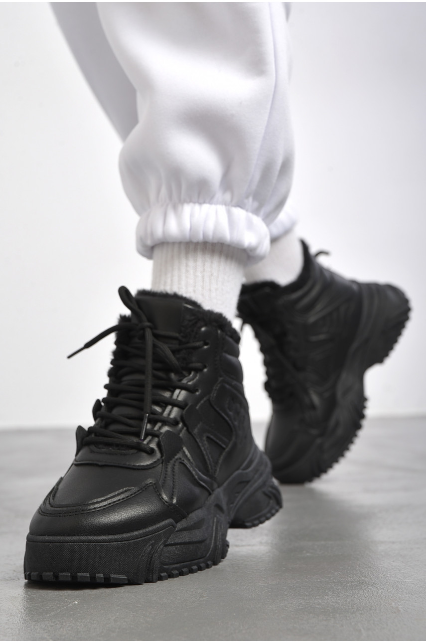 Кроссовки женские на меху черного цвета м95-1 182616