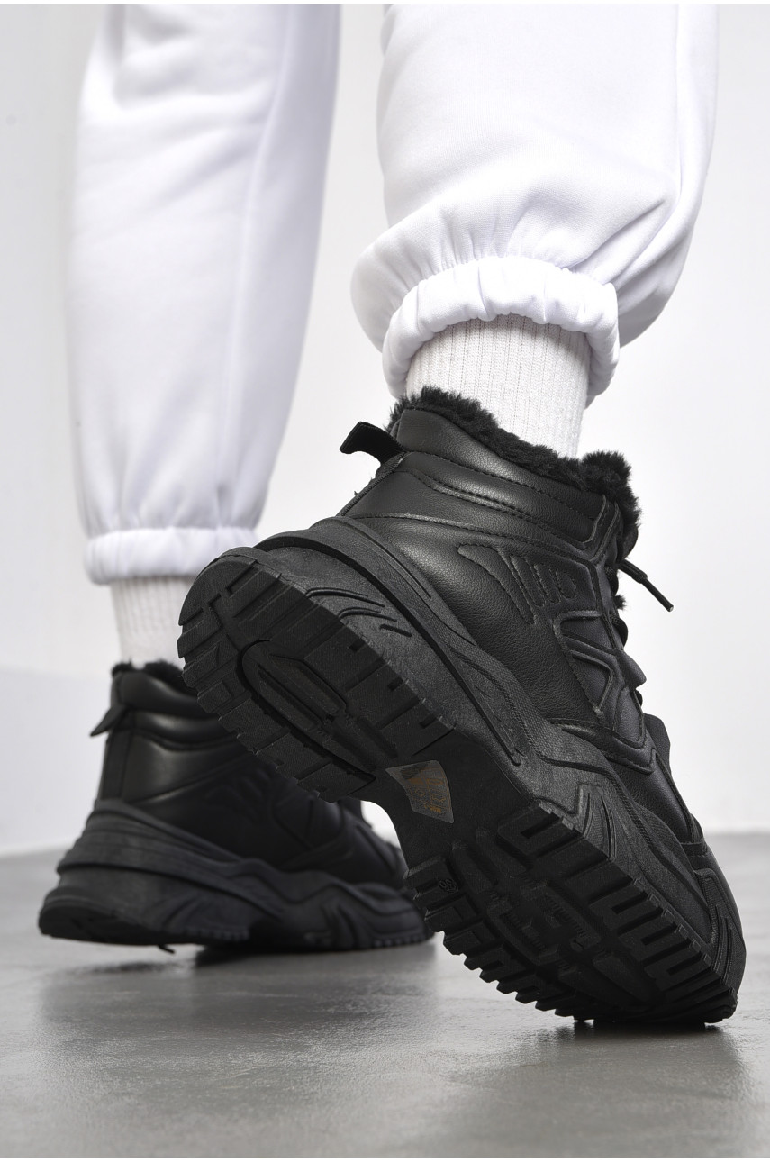 Кроссовки женские на меху черного цвета м95-1 182616