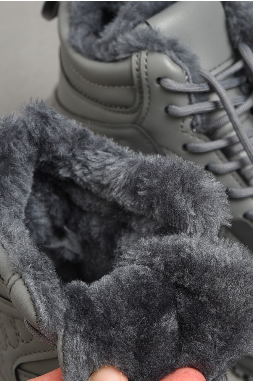 Кроссовки женские на меху серого цвета м96-3 182618