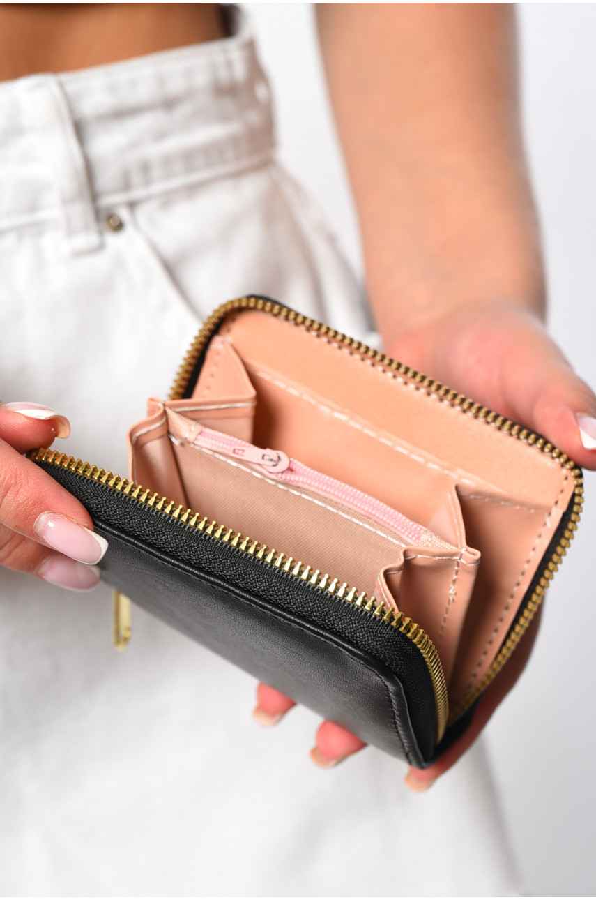 Кошелек женский из экокожи черного цвета S-10 182619 Кошелек женский из экокожи черного цвета S-10 182619