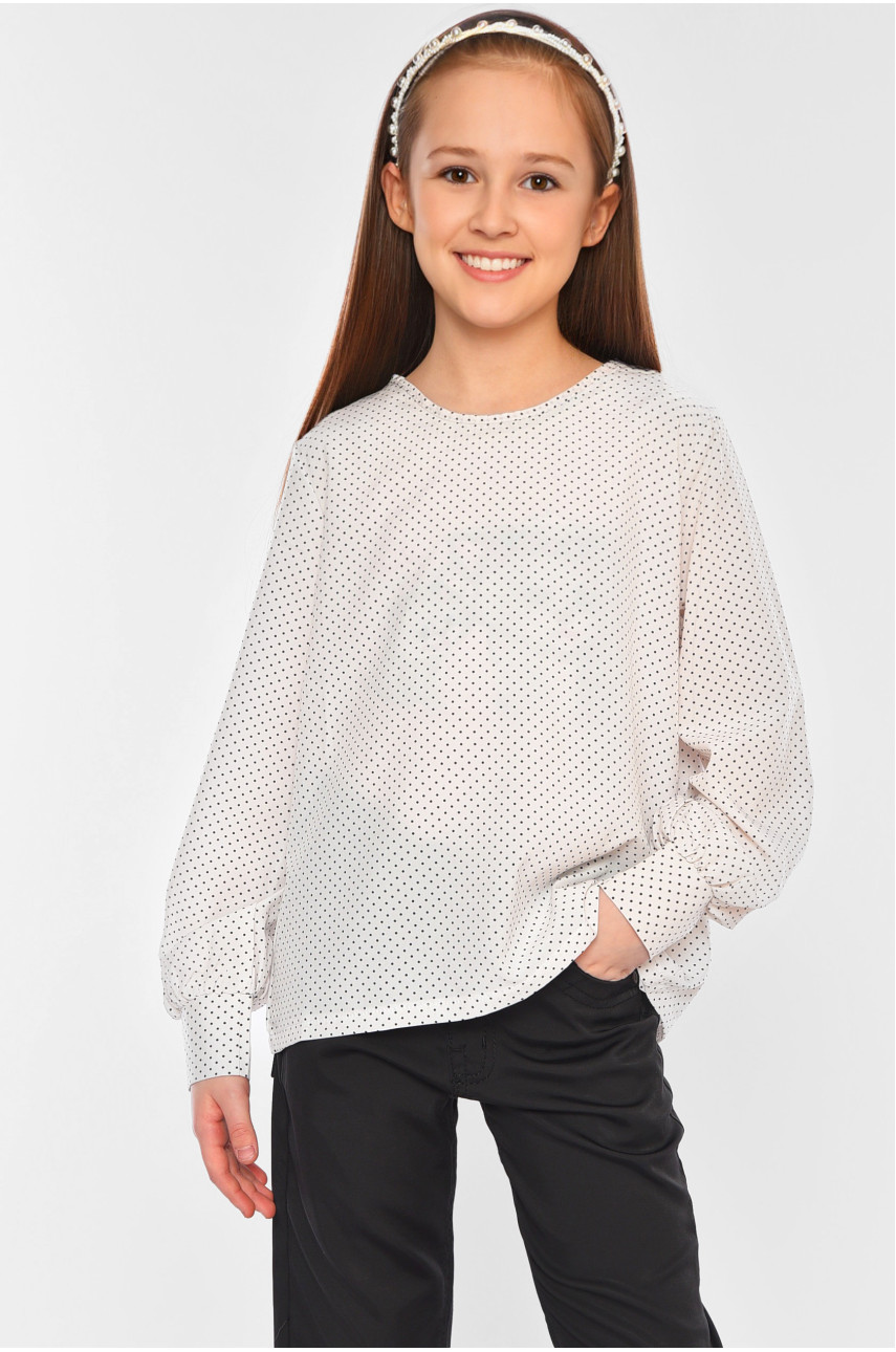 Блуза підліткова для дівчинки білого кольору 182625