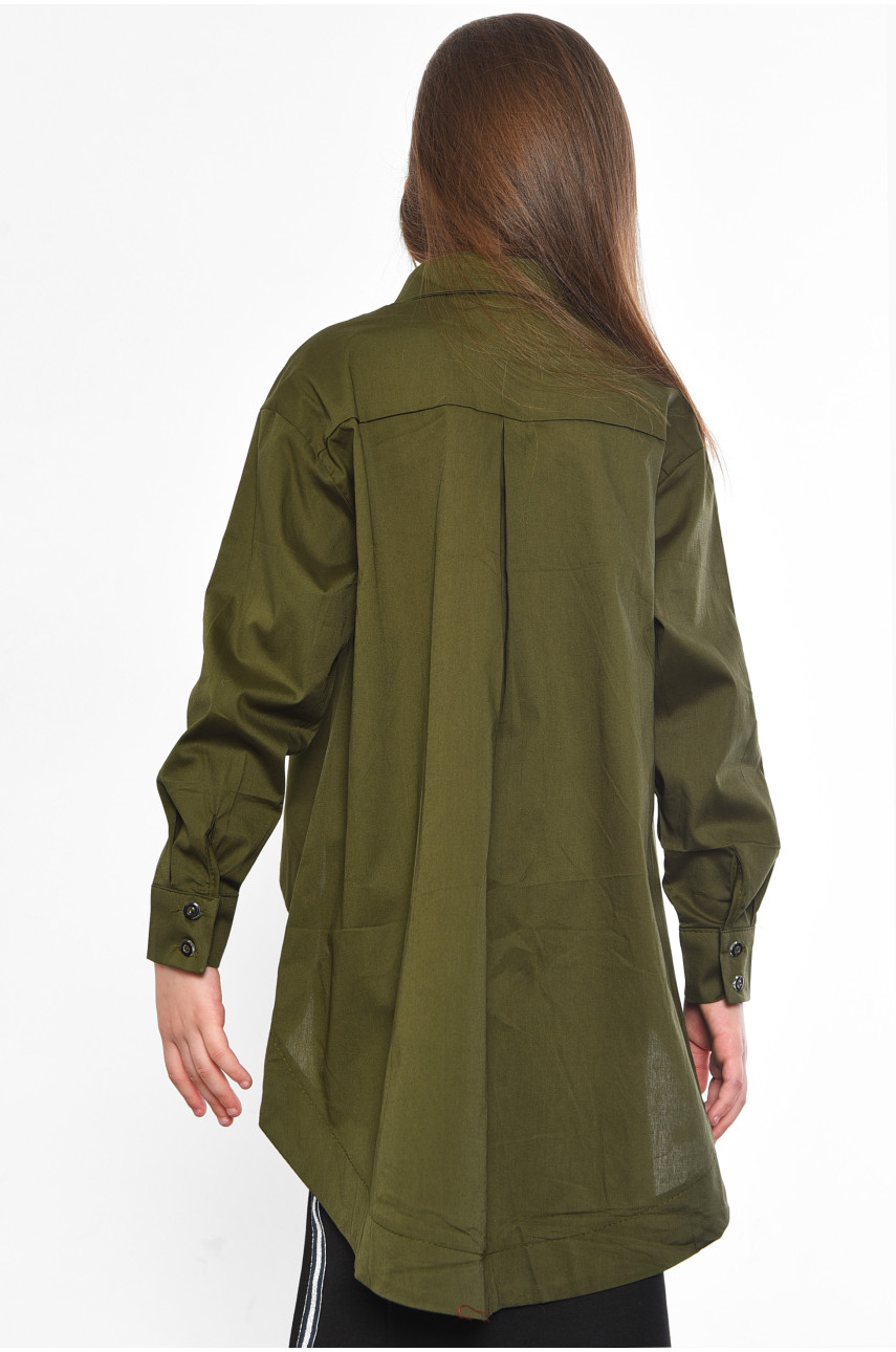 Рубашка детская для девочки цвета хаки 182641