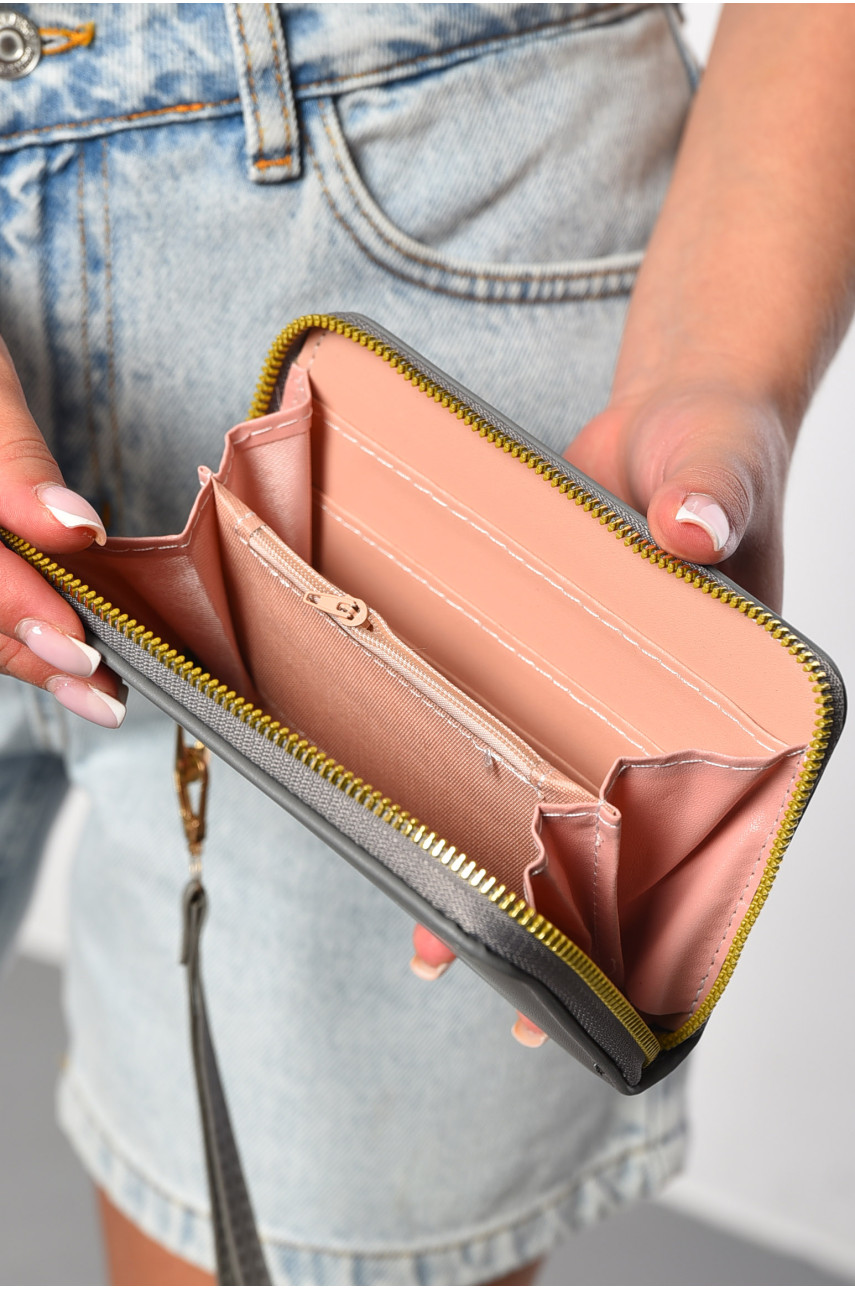 Кошелек женский из экокожи серого цвета 158-3 182681