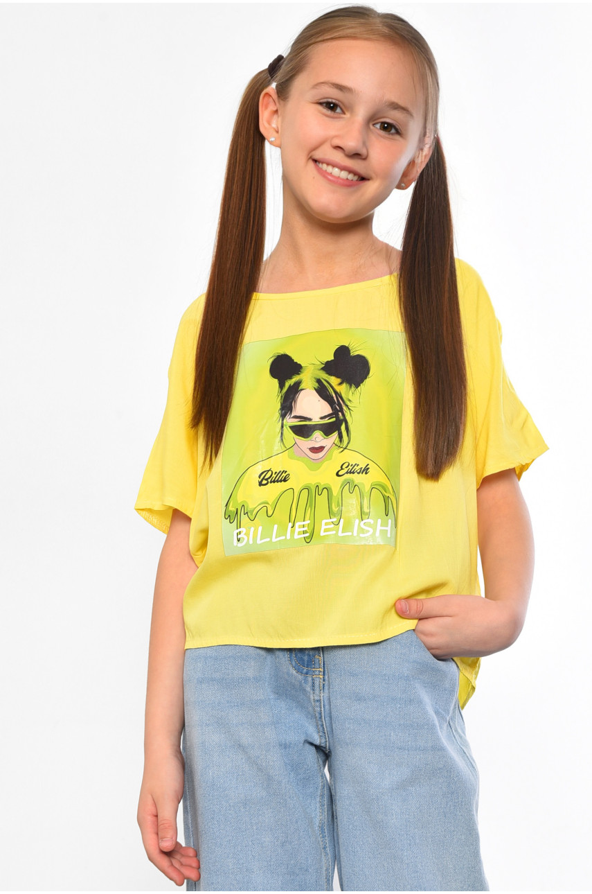 Футболка детская для девочки желтого цвета 182689 Футболка детская для девочки желтого цвета 182689