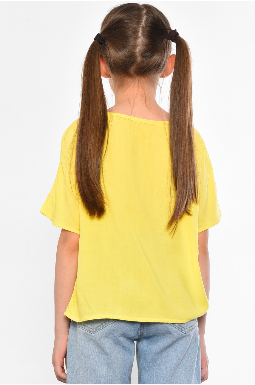 Футболка детская для девочки желтого цвета 182689 Футболка детская для девочки желтого цвета 182689