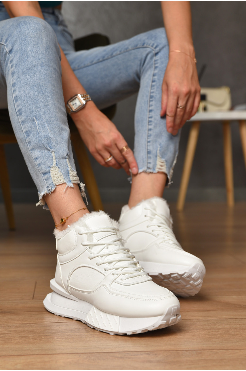 Кроссовки женские на меху белого цвета м99-2 182713